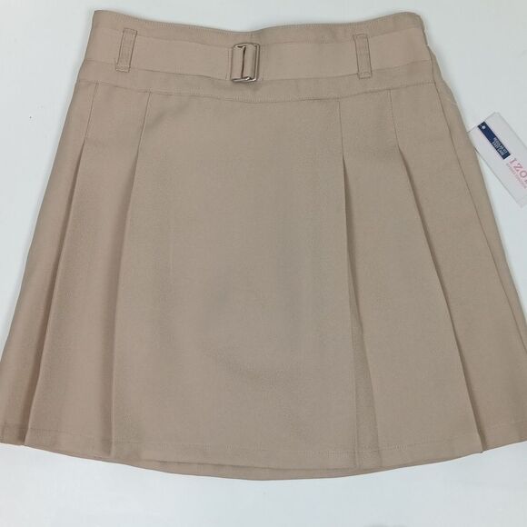 Izod Girls Set Of 2 Khaki School Skort with Belt Detail sz 12 - Picture 2 of 7